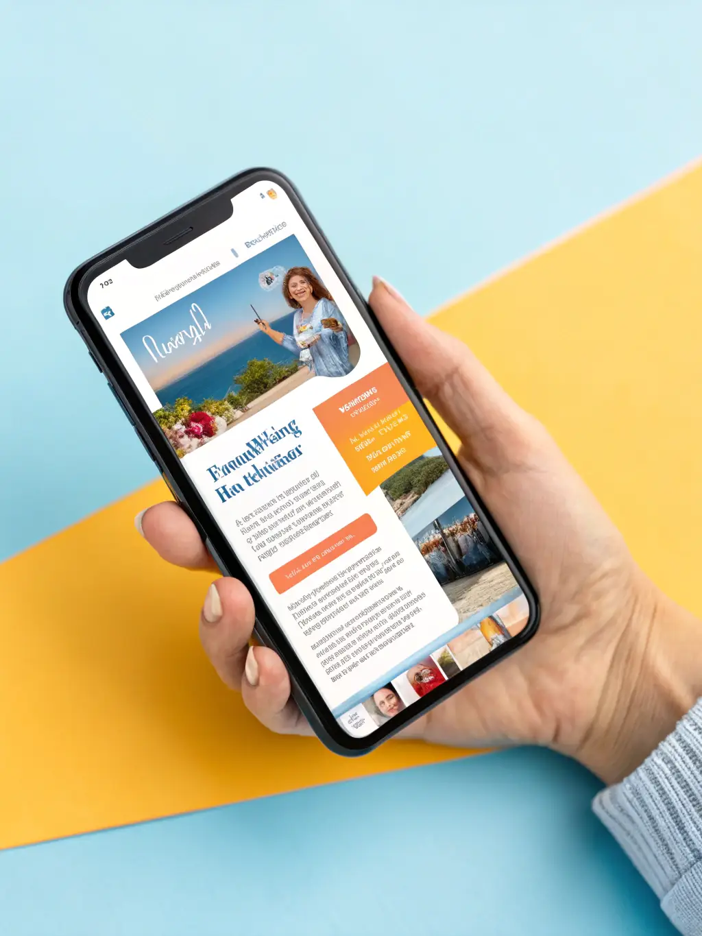 An image of a vibrant and persuasive email marketing campaign displayed on a mobile phone, showing a clear call-to-action button and compelling subject line.